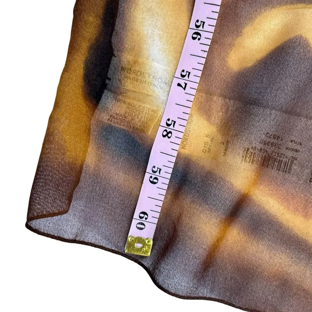 NEW Nordstrom Chiffon Scarf Wrap Animal Print Brown Gold 60x46 Made in Italy